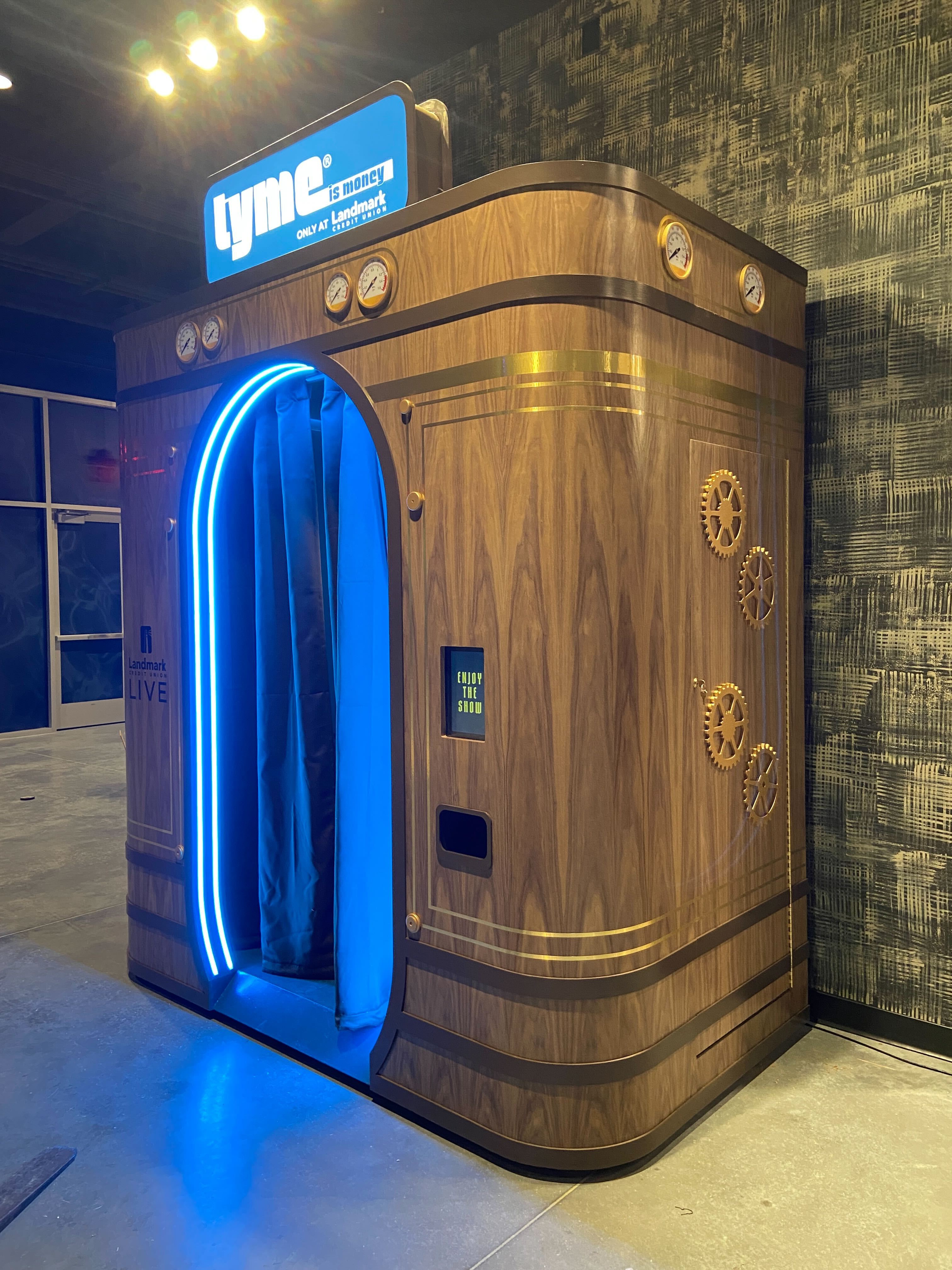 Wizard Studios custom fabrication — branded LA Photo Party photo booth